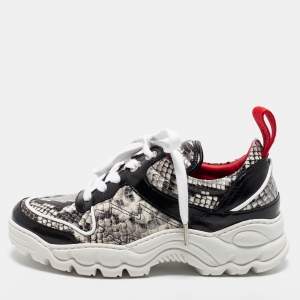 Zadig and Voltaire Tricolor Python Embossed Leather Blaze Sneakers Size 37