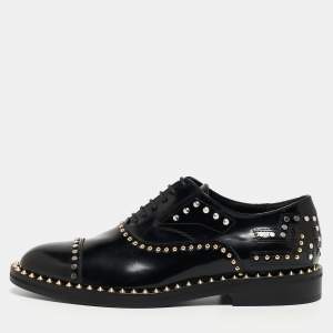 Zadig & Voltaire Black Leather Studded Youth Clous Oxfords Size 37