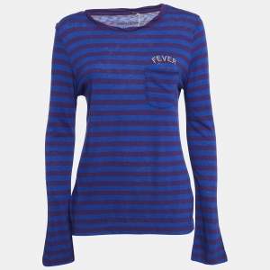 Zadig & Voltaire Blue/Purple Striped Jersey Regy T-Shirt S