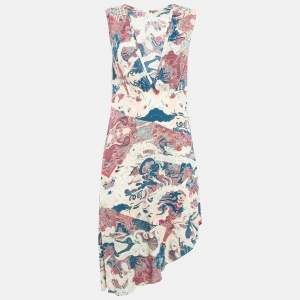 Zadig & Voltaire Pink Printed Crepe Asymmetric Root Midi Dress M
