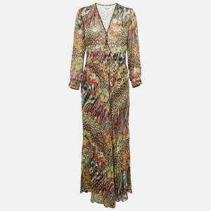 Zadig & Voltaire Multicolor Printed Fil-coupe Silk Roumi Long Dress S