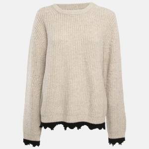 Zadig & Voltaire Beige Wool Knit Raw Hem Liam Sweater L