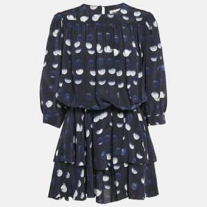 Zadig & Voltaire Navy Blue Silk Roka Dots Mini Dress L