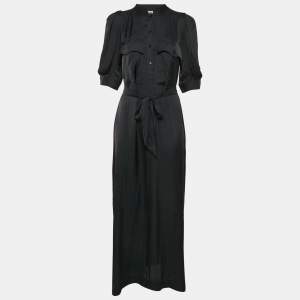 Zadig & Voltaire Black Perm Satin Back Waist Tie-Up Detail Remedy Maxi Dress M