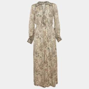 Zadig & Voltaire Multicolor Printed Silk Lurex Long Reeva Peacock Dress S