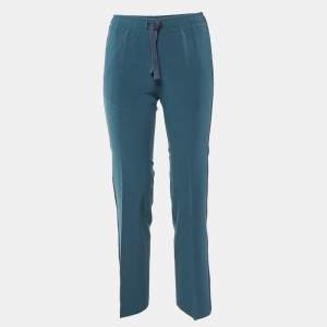 Zadig & Voltaire Teal Blue Crepe Lurex Trim Pomy Trousers S