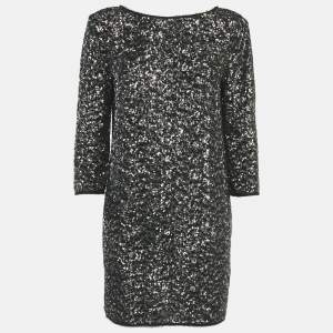 Zadig & Voltaire Deluxe Black/Gold Sequin Rousse Mini Dress M