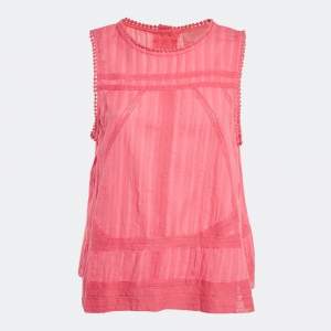 Zadig & Voltaire Pink Cotton Lace Trimmed Sleeveless Top L