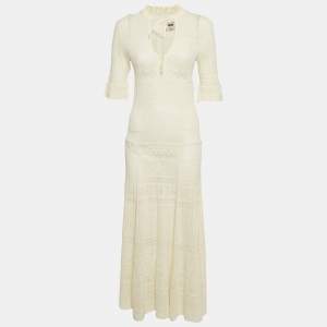 Zadig & Voltaire Cream Pointelle Knit Memphis Maxi Dress S