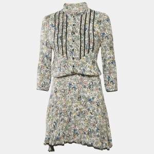 Zadig & Voltaire Multicolor Floral Printed Chiffon Mini Dress S