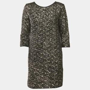 Zadig & Voltaire Black/Metallic Sequin Deluxe Rousse Mini Dress M