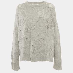 Zadig & Voltaire Deluxe Grey Open Knit Mark Camou Sweater M
