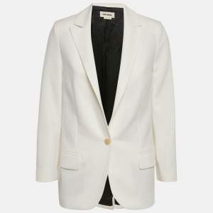 Pre Owned Zadig & Voltaire White Skull Embellished Crepe Single Breasted Blazer S 