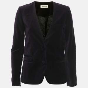 Pre Owned Zadig & Voltaire Purple Embroidered Velvet Vadim Blazer S