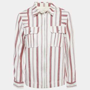 Pre Owned Zadig & Voltaire White Striped Cotton Tach Raye Jacket S 
