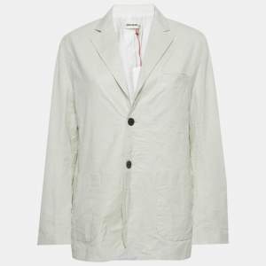 Pre Owned Zadig & Voltaire White Leather Single Breasted Blazer S 