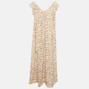 مملوكة مسبقًا Zadig & Voltaire Multicolor Butterfly Printed Silk Ruffled Reen Maxi Dress M