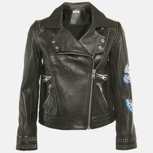 مملوكة مسبقًا Zadig & Voltaire Black Studded Leather Kawai Biker Jacket XS