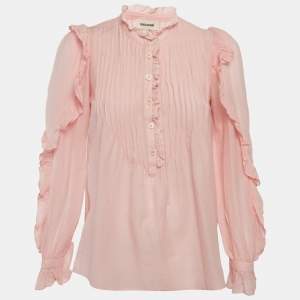 Pre Owned Zadig & Voltaire Pink Cotton Frilled Timmy Tomboy XS