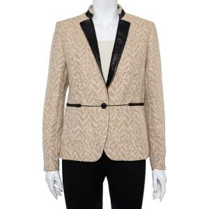 Zadig and Voltaire Beige Lurex Detail Leather Trim Detail Victana Deluxe Blazer M