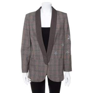 Zadig & Voltaire Brown Wool Blend Verdun Mix Check Patterned Blazer M