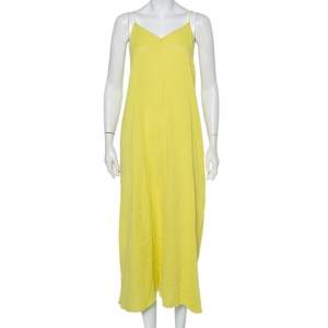 Zadig & Voltaire Yellow Cotton Open Back Ralia Maxi Dress M 