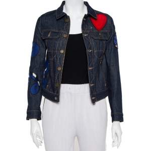 Zadig & Voltaire Navy Blue Denim Applique Detail Kioky Brode Jacket XS