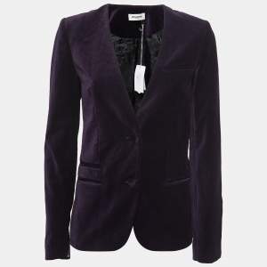 Zadig and Voltaire Dark Purple Velvet Single-Breasted Blazer S