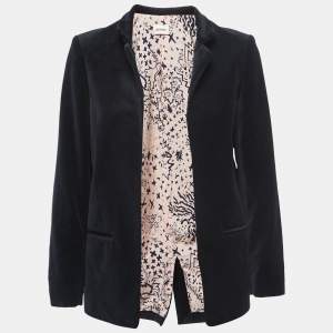 Zadig and Voltaire Navy Blue Velvet Open Front Blazer S