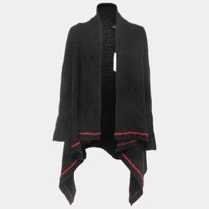 Zadig & Voltaire Black Knit Open Front Asymmetrical Cardigan One Size