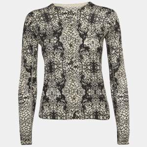 Zadig & Voltaire Black/White Abstract Print Cashmere Buttoned Cardigan S