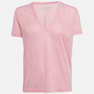 Zadig & Voltaire Pink Wassa Burn Knit V-Neck T-Shirt M