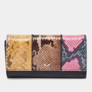 Zadig & Voltaire Multicolor Python Embossed and Leather Flap Continental Wallet