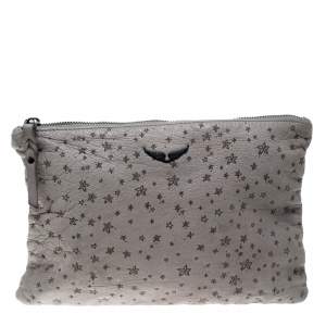 Zadig and Voltaire Grey Printed Leather Clutch