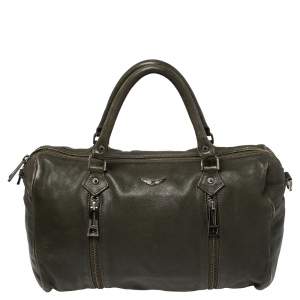 Zadig & Voltaire Dark Green Leather Sunny Boston Bag