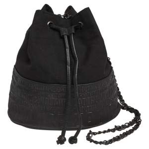 Zadig and Voltaire Black Canvas And Embossed Leather Bucket Bag