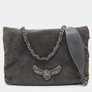 Zadig & Voltaire Grey Suede  Rock Crossbody Bag 