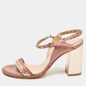 Zadig & Voltaire Metallic/Pink Leather Ankle Strap Sandals Size 39