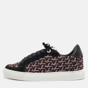 Zadig & Voltaire Black/Burgundy Leather and Suede Low Top Sneakers Size 37