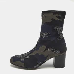 Zadig & Voltaire Multicolor Camouflage Print Knit Fabric Ankle Boots Size 40
