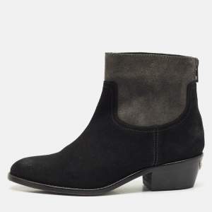 Zadig & Voltaire Black/Grey Suede Teddy Ankle Boots Size 37