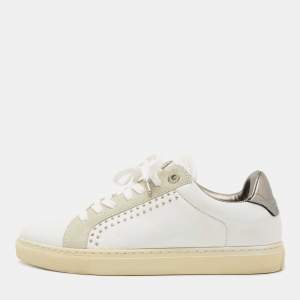 Zadig and Voltaire White Leather Studded Low Top Sneakers Size 36