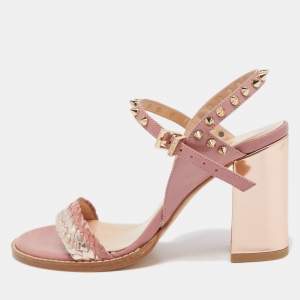 Zadig&Voltaire Metallic/Pink Leather Ankle Strap Sandals Size 36