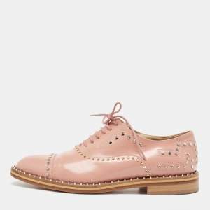Zadig & Voltaire Pink Leather Studded Oxfords Size 40