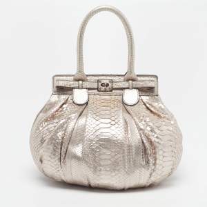 Pre Owned حقيبة هوبو زاغلياني منفوخة جلد ثعبان معدني وردي