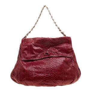 Zagliani Red Python Flap Hobo