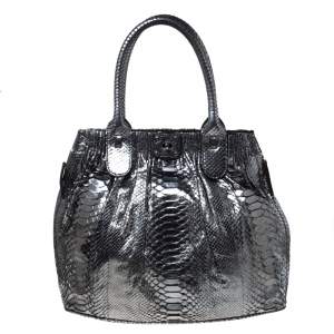 Zagliani Gun Metal Python Medium Puffy Hobo