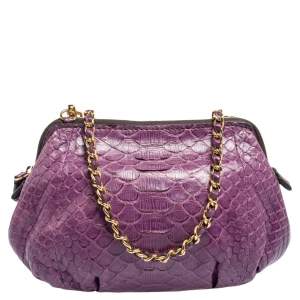 Zagliani Purple Python Shoulder Bag