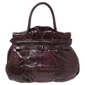 Zagliani Two Tone Python Top Pleated Hobo