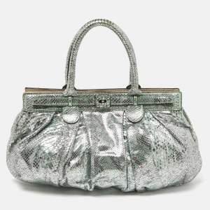 Zagliani Green/Silver Python Puffy Hobo